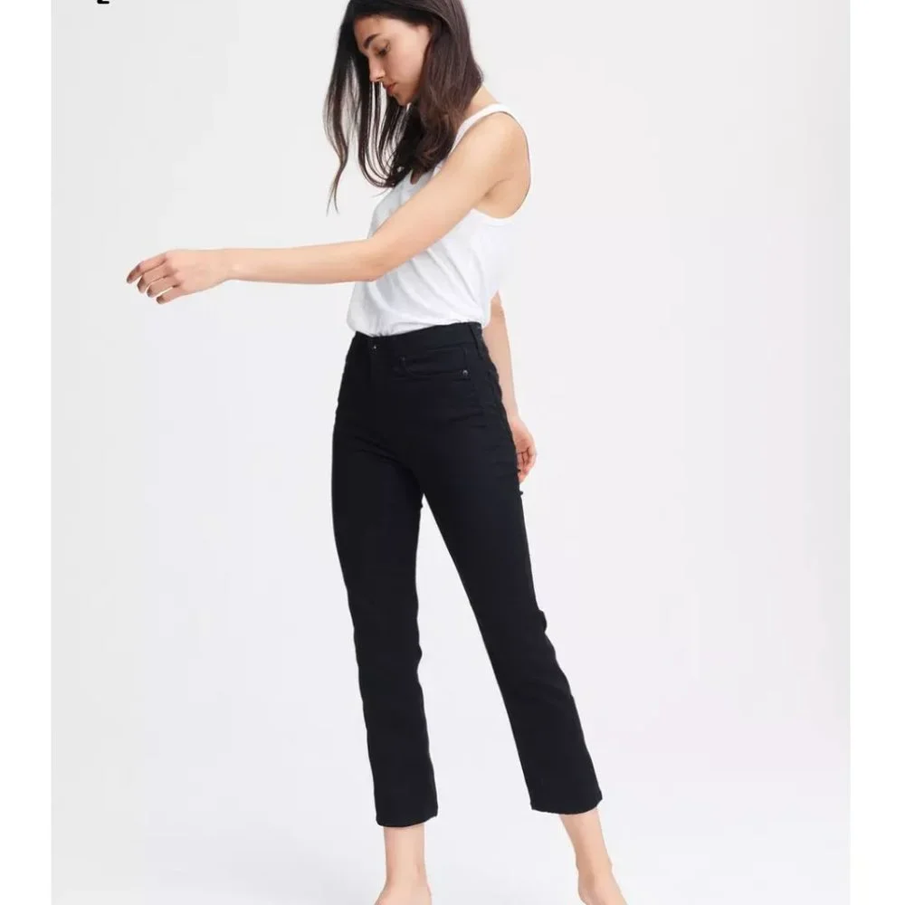 Rag and Bone Nina High-Rise Cigarette No Fade Black Slim Fit Cropped Jean